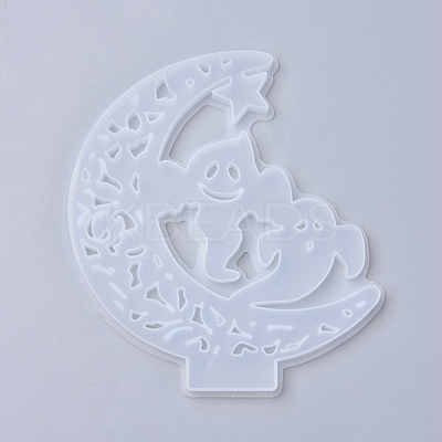 Halloween DIY Crescent Ghost Silicone Statue Molds X-DIY-I034-03-1