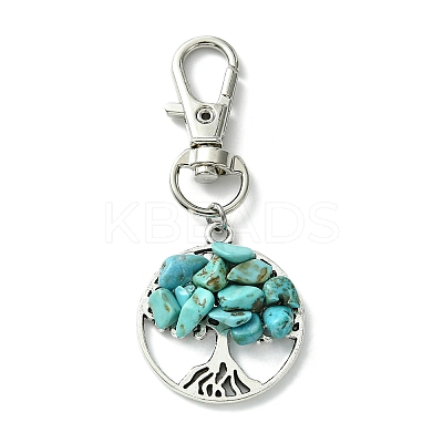 Flat Round with Tree of Life Tibetan Style Alloy Pendant Decorations HJEW-JM01743-01-1