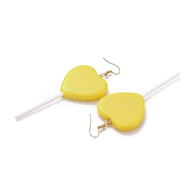 Heart-shape Lollipop Dangle Earrings for Women EJEW-Z015-04E-1