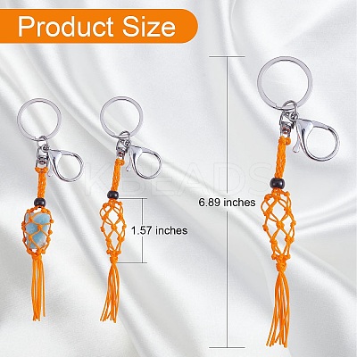 4Pcs  4 Colors Macrame Fringe Braided Keychain AJEW-SW00014-03-1
