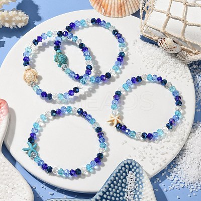 Electroplated Glass Beaded Stretch Bracelets BJEW-JB10900-1