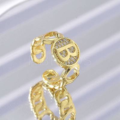Brass Micro Pave Clear Cubic Zirconia Open Cuff Rings for Women RJEW-K289-02G-B-1