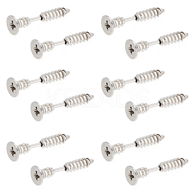 20Pcs PVD Vacuum Plating 304 Stainless Steel Unisex Punk Hip-hop Rock Nail Shape Screw Pierced Stud Earrings EJEW-UN0001-80-1
