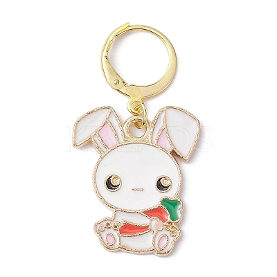 Easter Rabbit Alloy Enamel Pendant Decoration HJEW-JM01310-01-1