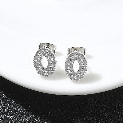 304 Stainless Steel Micro Pave Clear Cubic Zirconia Stud Earrings STAS-Z107-01P-03-1