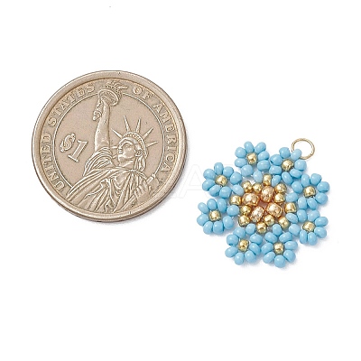 Glass Seed Beaded Flower Pendants PALLOY-MZ01181-1