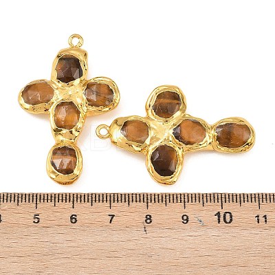 Natural Tiger Eye Faceted Pendants KK-H516-22G-1