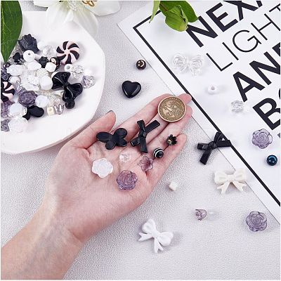 150 Pieces Random Rose Acrylic Beads Bear Pastel Spacer Beads Butterfly Loose Beads for Jewelry Keychain Phone Lanyard Making JX543D-1