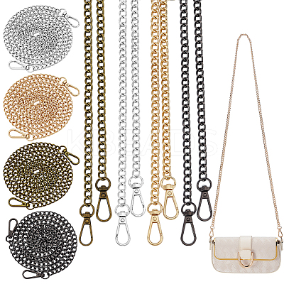 8Pcs 4 Colors Zinc Alloy Curb Chain Purse Chains FIND-GA0007-17-1