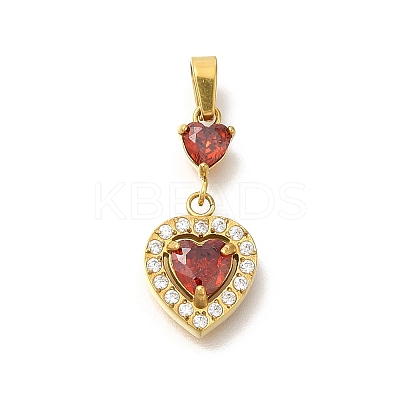 Ion Plating(IP) 304 Stainless Steel Micro Pave Cubic Zirconia Pendants STAS-H228-03G-01-1
