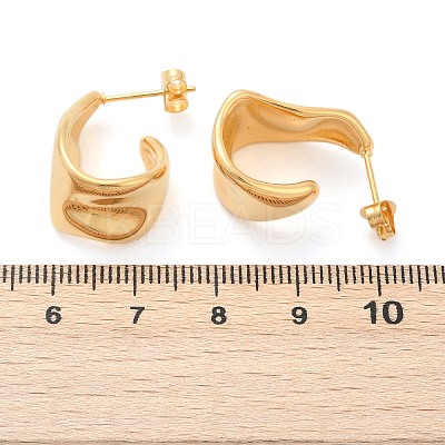 Ion Plating(IP) 304 Stainless Steel Twist Teardrop Stud Earrings EJEW-K244-18G-1