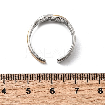 Adjustable 304 Stainless Steel Cuff Rings for Women RJEW-B150-01GP-02-1