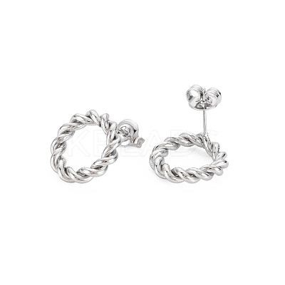 Non-Tarnish 304 Stainless Steel Twist Rope Ring Stud Earrings for Woman EJEW-N097-006P-1