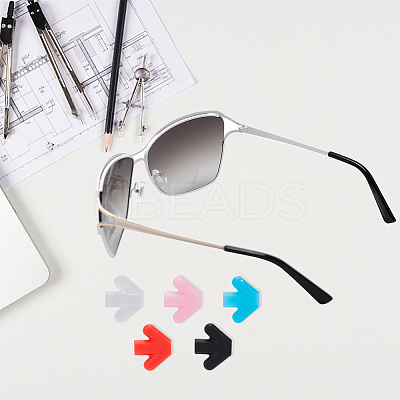 20 Pairs 5 Colors Arrow Silicone Eyeglasses Ear Grips Sleeve Holder AJEW-DR0001-20-1