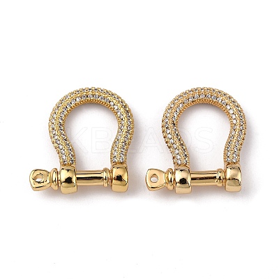 Brass Micro Pave Clear Cubic Zirconia D-Ring Anchor Shackle Clasps LS-ZIRC-S066-052-NF-1