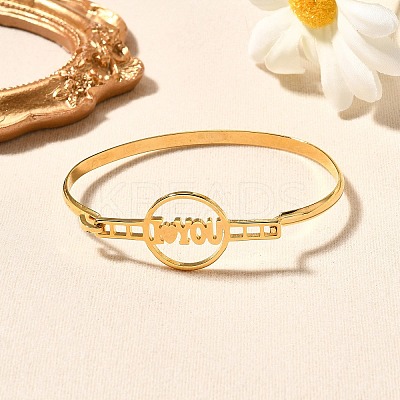 201 Stainless Steel Flat Round Link Bangles for Women BJEW-R014-01G-04-1