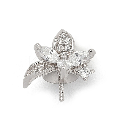 925 Sterling Silver Pave Clear Cubic Zirconia Flower Pendant Bails STER-P068-05P-1