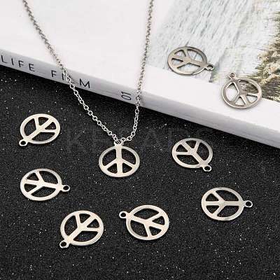 Tarnish Resistant Peace Sign 201 Stainless Steel Pendants STAS-R071-20-1