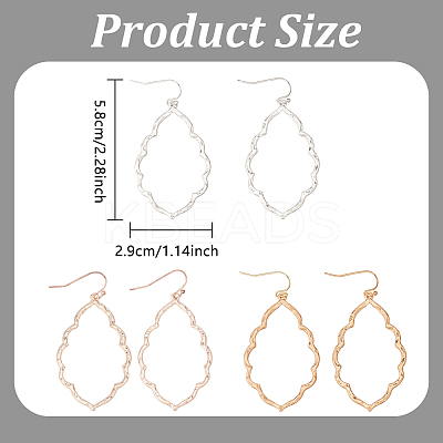 3 Pairs 3 Colors Alloy Dangle Earrings with Brass Pins EJEW-AN0004-44-1