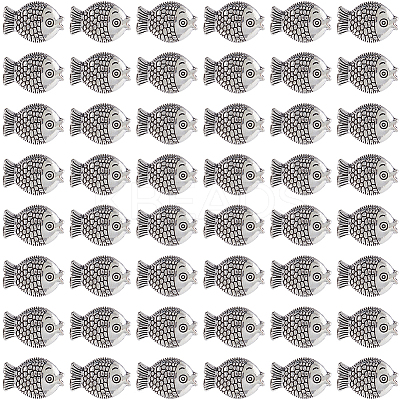 100Pcs Tibetan Style Zinc Alloy Fish Beads TIBEB-SC0001-35-1