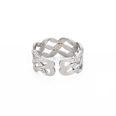 Non-Tarnish 304 Stainless Steel Wave Wrap Open Cuff Ring for Women LS-RJEW-S405-243P-1