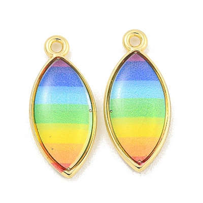 Rainbow Color Opaque Resin Pendants KK-M290-04A-G-1