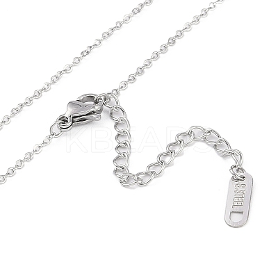 304 Stainless Steel Pave Clear Cubic Zirconia Heart & Ring Pendant Necklaces for Women NJEW-K276-06P-1