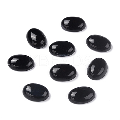 Oval Natural Dyed & Heated Black Agate Cabochons X-G-K020-18x13mm-01-1
