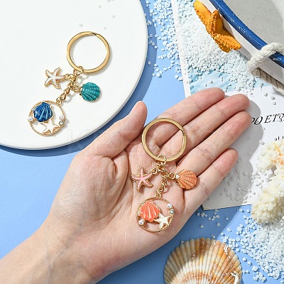 Alloy Enamel & Rhineston & Plastic Keychain KEYC-YW00076-01-1