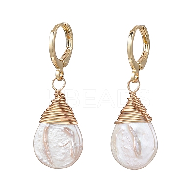 Teardrop Brass Leverback Earrings EJEW-JE06896-1