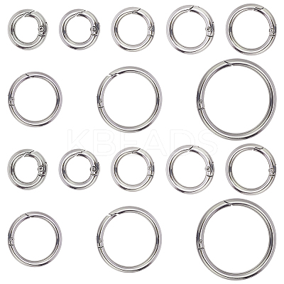 16Pcs 8 Styles Alloy Spring Gate Rings FIND-PH0007-80P-1