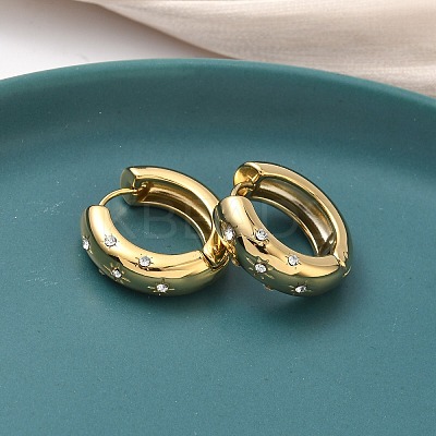 304 Stainless Steel Rhinestone Hoop Earrings EJEW-K268-72G-1