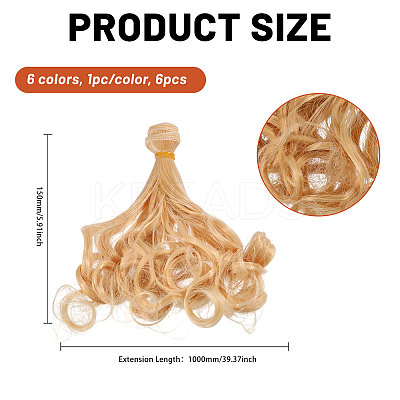 6Pcs 6 Styles High Temperature Fiber Long Pear Perm Hairstyle Doll Wig Hair DIY-GL0005-63A-1
