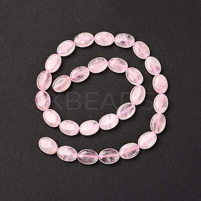 Natural Rose Quartz Flat Oval Bead Strands G-M206-28-1