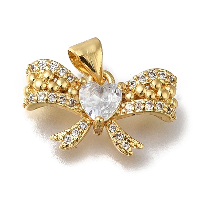 Rack Plating Brass Micro Pave Cubic Zirconia Pendants KK-G500-27G-03-1