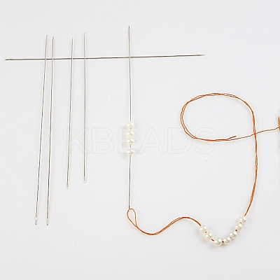 Tarnish Resistant Stainless Steel Big Eye Beading Needles SENE-PW0013-02R-1