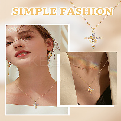 1Pc Brass Crystal Rhinestone Rotatable Crown Cross Pendant Cable Chain Necklaces for Women NJEW-LP0001-30-1