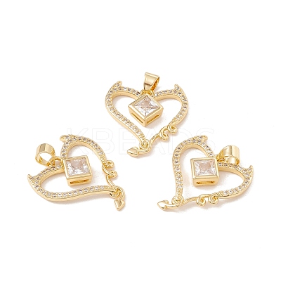 Brass Micro Pave Clear Cubic Zirconia Pendants KK-G415-14G-1