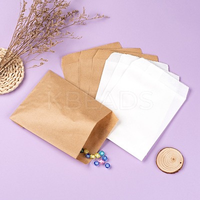 100Pcs 2 Colors White & Brown Kraft Paper Bags CARB-LS0001-04-1