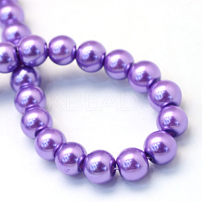 Baking Paint Pearlized Glass Pearl Round Bead Strands HY-Q330-8mm-27-A-1