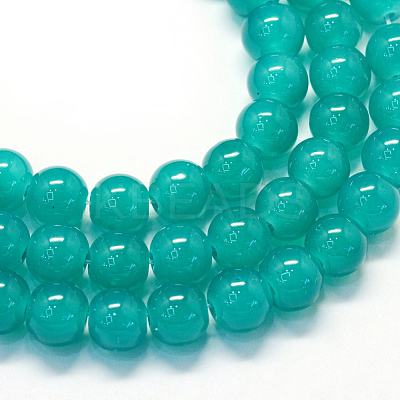 Baking Paint Imitation Jade Glass Round Bead Strands X-DGLA-Q021-8mm-07-1
