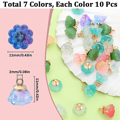 70Pcs 7 Colors Transparent Spray Painted Glass Charms GLAA-SC0001-91-1