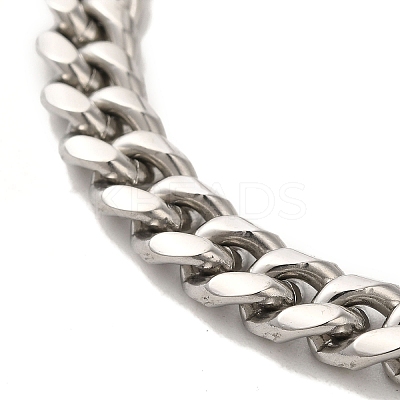 Non-Tarnish 304 Stainless Steel Cuban Link Chain Bracelets for Women Men BJEW-Q341-14A-P-1