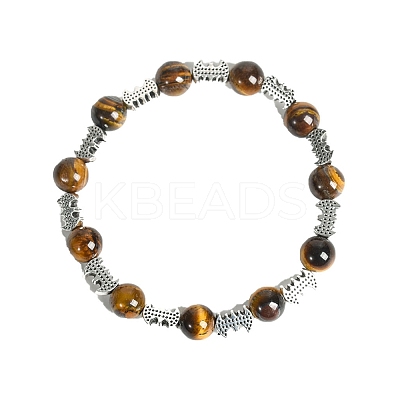 Christmas Theme Natural Tiger Eye Stretch Bracelets PW-WGC1682-06-1