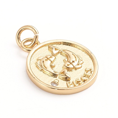 Brass Micro Pave Cubic Zirconia Pendants ZIRC-E164-34D-G-1