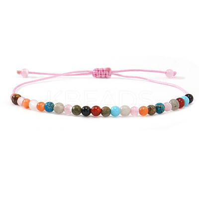 Natural & Synthetic Mixed Stones Round Bead Braided Bracelets NZ3307-4-1