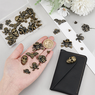 24 Bags 6 Styles Tibetan Style Alloy Rivets FIND-PH0059-92-1