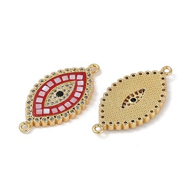 Rack Plating Brass Micro Pave Clear Cubic Zirconia Horse Eye Connector Charms KK-U032-27G-1