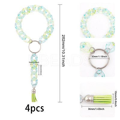 4Pcs Wristlet Keychain Acrylic Curb Chain Keychain Bracelet KEYC-CA0001-38-1