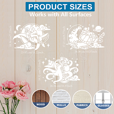 1 Set Sea Animals PET Hollow Out Drawing Painting Stencils DIY-MA0004-85-1